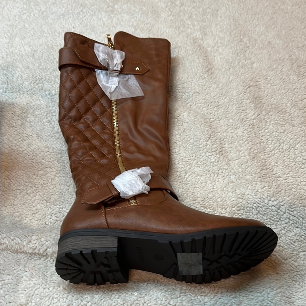 Brown Quilted Women's Boots